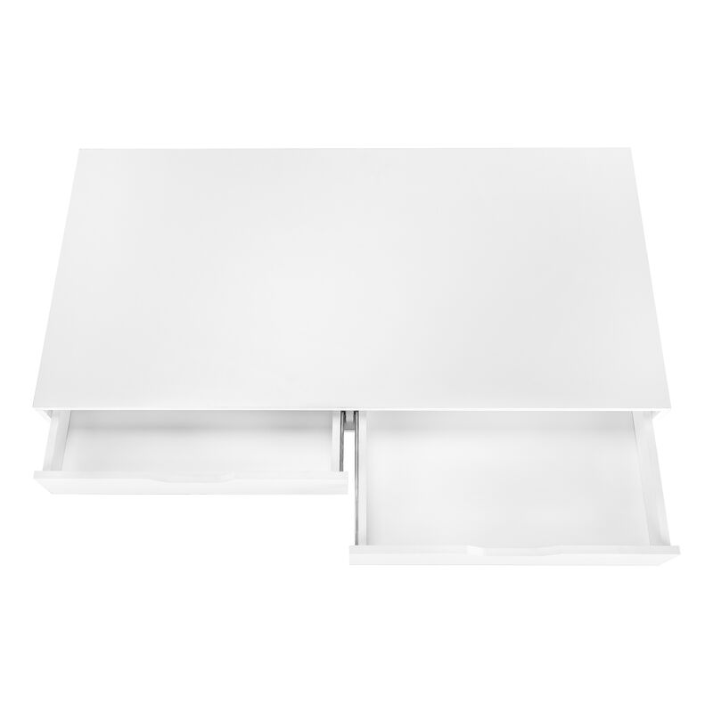 Monarch Specialties I 7554 Computer Desk, Home Office, Laptop, Storage Drawers, 48"L, Work, Metal, Laminate, White, Contemporary, Modern
