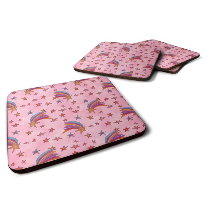 Caroline's Treasures Watercolor Shooting Stars on Pink Decorative coasters, 3.5, Multicolor
