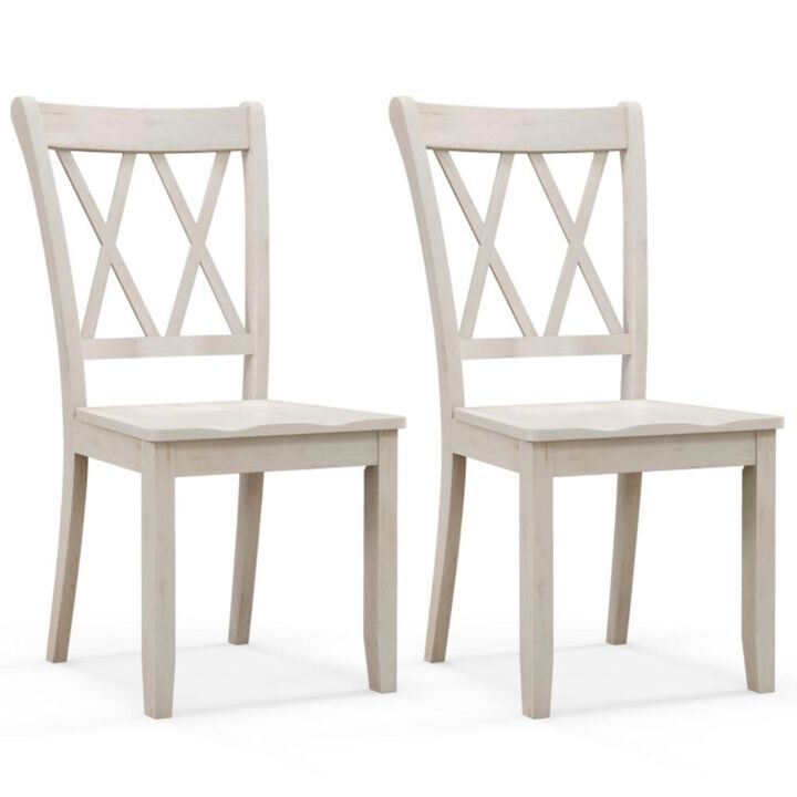 Hivvago Set of 2 Wooden Dining Chairs Mid Century Farmhouse Retro Kitchen Chairs