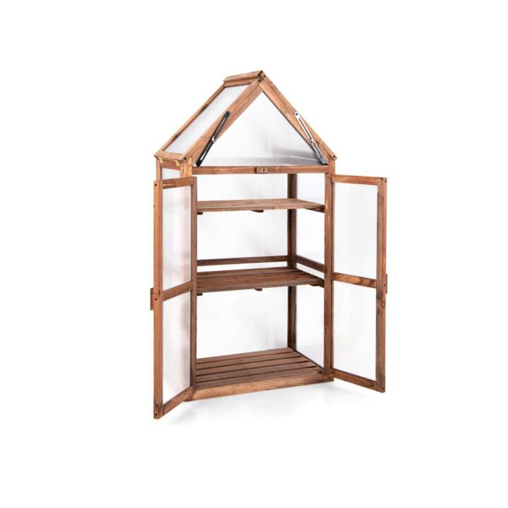 Hivvago Cold Frame Mini Wooden Greenhouse for Vegetable and Flower-Brown Hivvago Cold Frame Mini Wooden Greenhouse for Vegetable and Flower-Brown