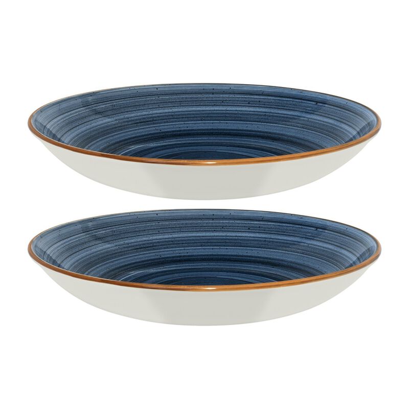 Dusk dia.11" h:2.5" 57 oz. Round Blue Porcelain Bowl (Set of 2)