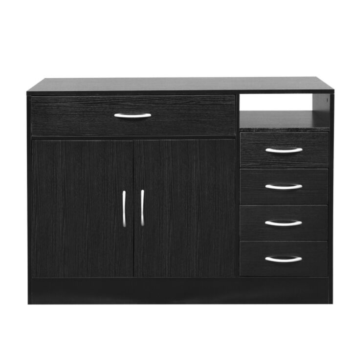 MDF With Triamine Double Doors And Five Drawers Bathroom Cabinet