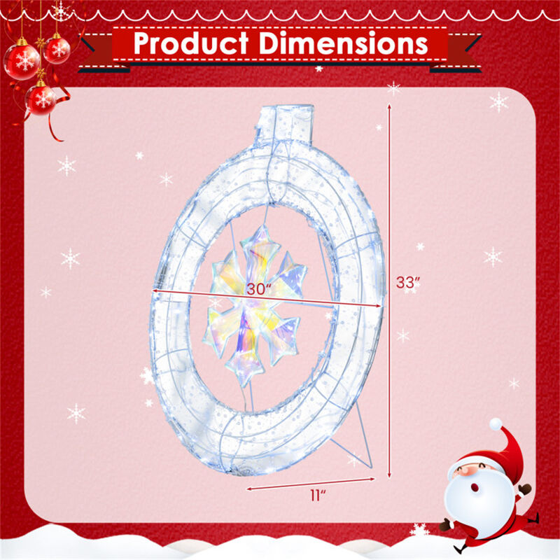 Snowflake Wreath with LED Lights for Christmas Front Door Decoration