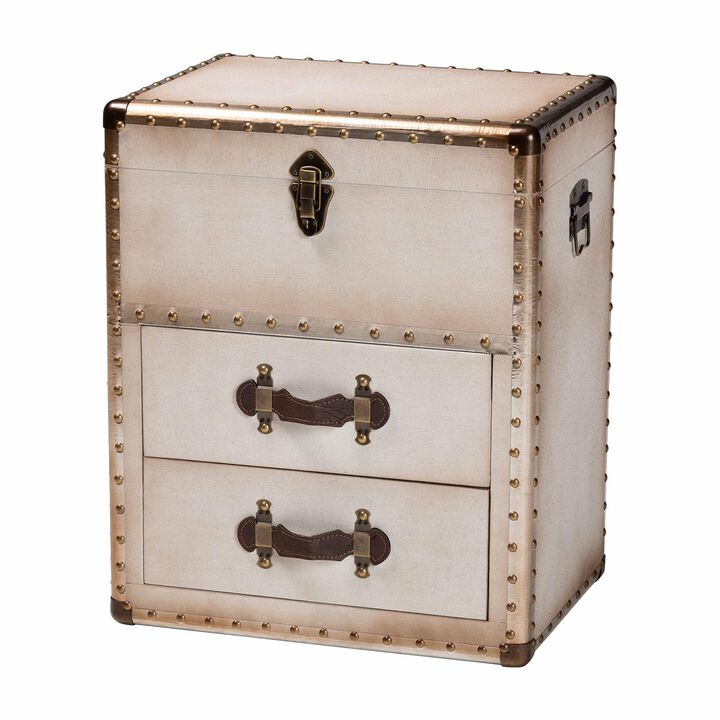 Baxton Studio Agatha Vintage Black Canvas 2 Drawer Storage Trunk