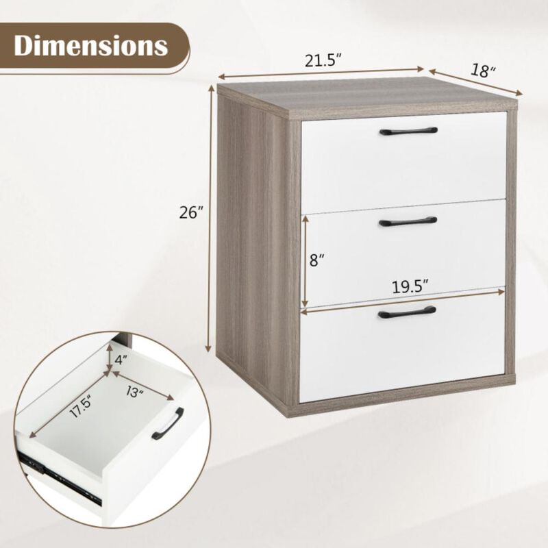 Hivvago 3 Slide-out Drawers Modern Dresser with Wide Storage Space