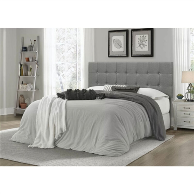 Button Tufted Fabric Headboard for Full Queen Size Beds in Contemporary Style