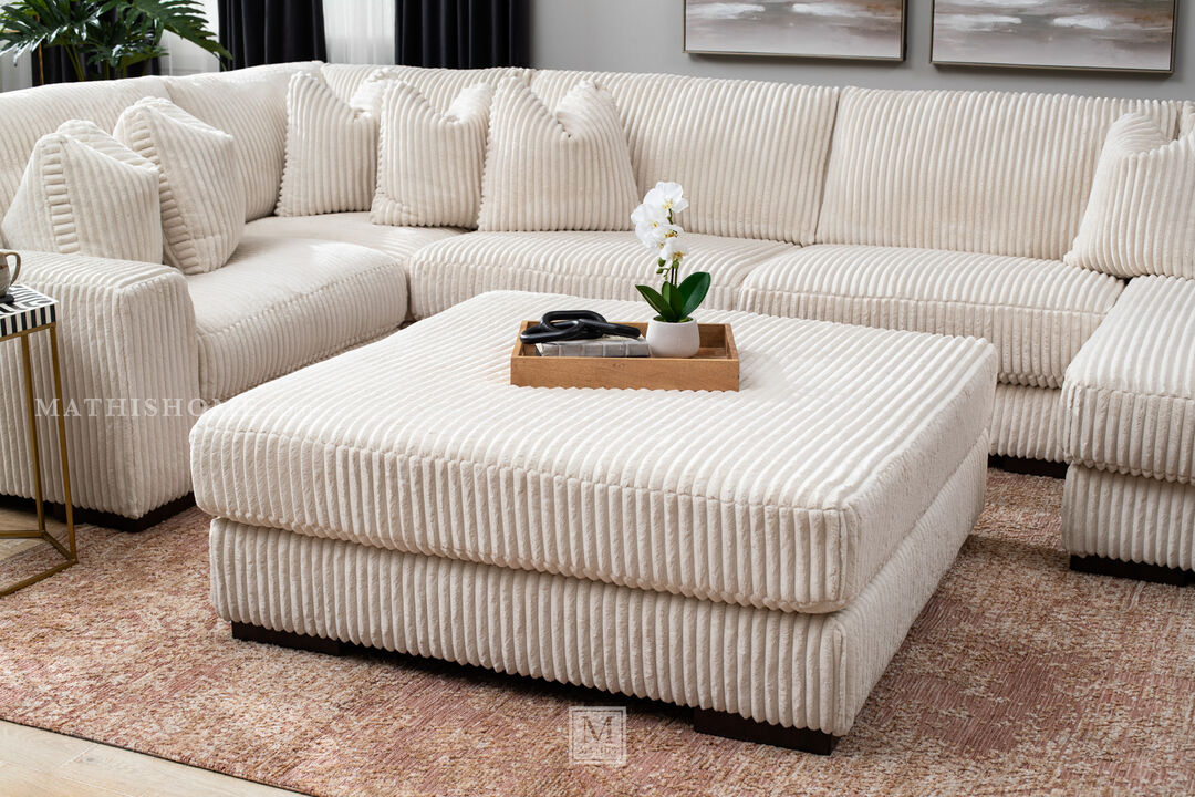 Lindyn Ivory Oversized Ottoman