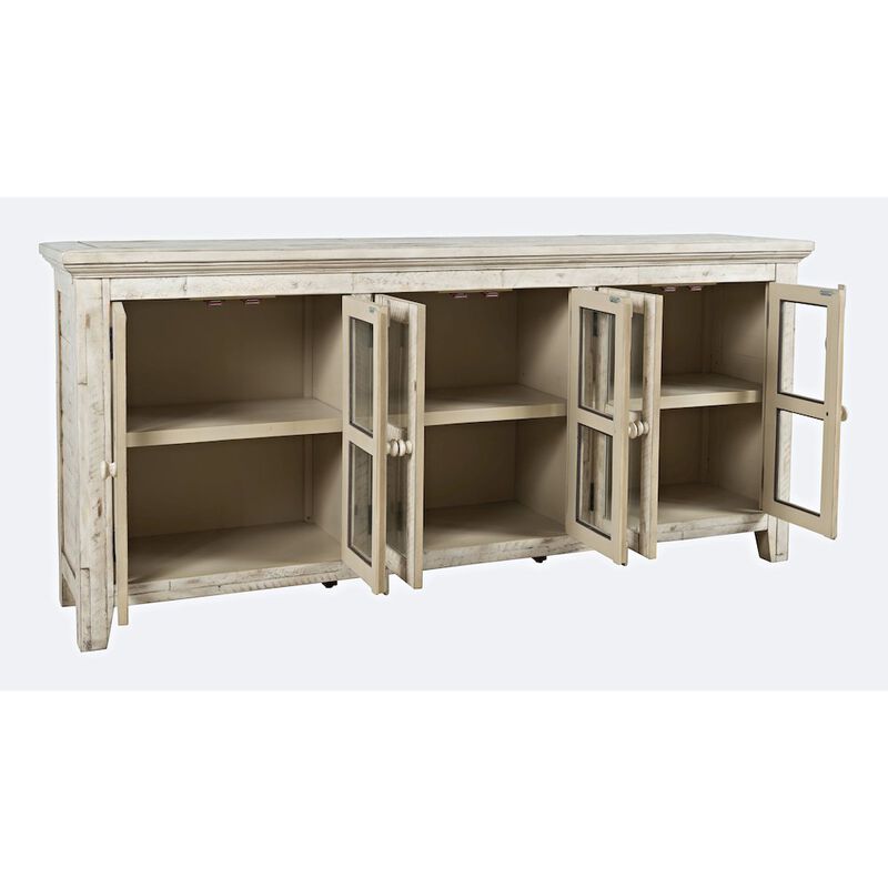 Jofran Rustic Shores 70 Coastal Distressed Acacia Six-Door Sideboard Cabinet