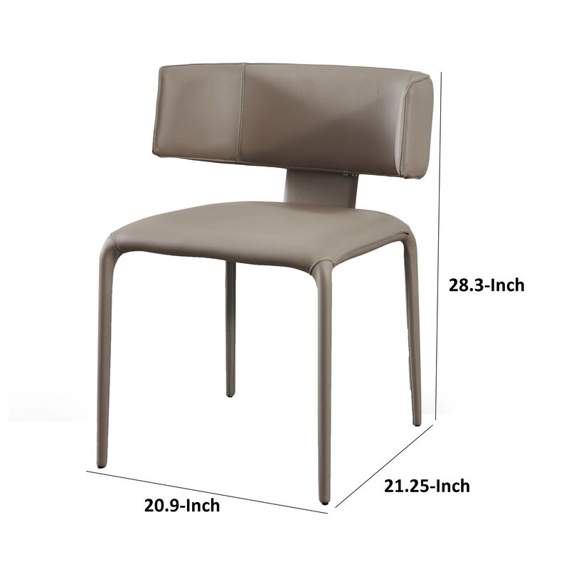 Cid Dell 21 Inch Dining Chair, Gray Faux Leather, Wingback, Metal Frame - Benzara
