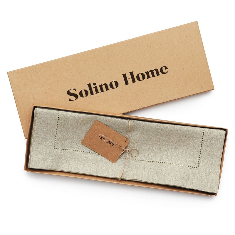 Solino Home 100% Pure Linen Placemats Set of 4 - 14 x 19 Inch | Classic Hemstitch
