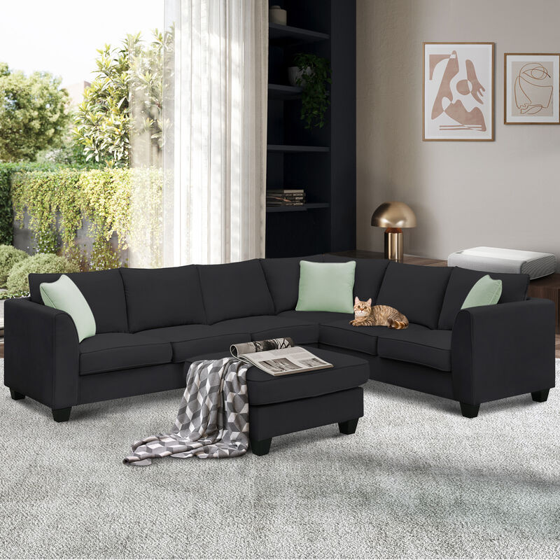 Merax 7 Seats Modular Sectional Sofa with Ottoman