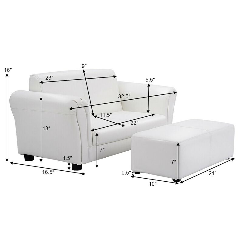 Soft Kids Double Sofa with Ottoman