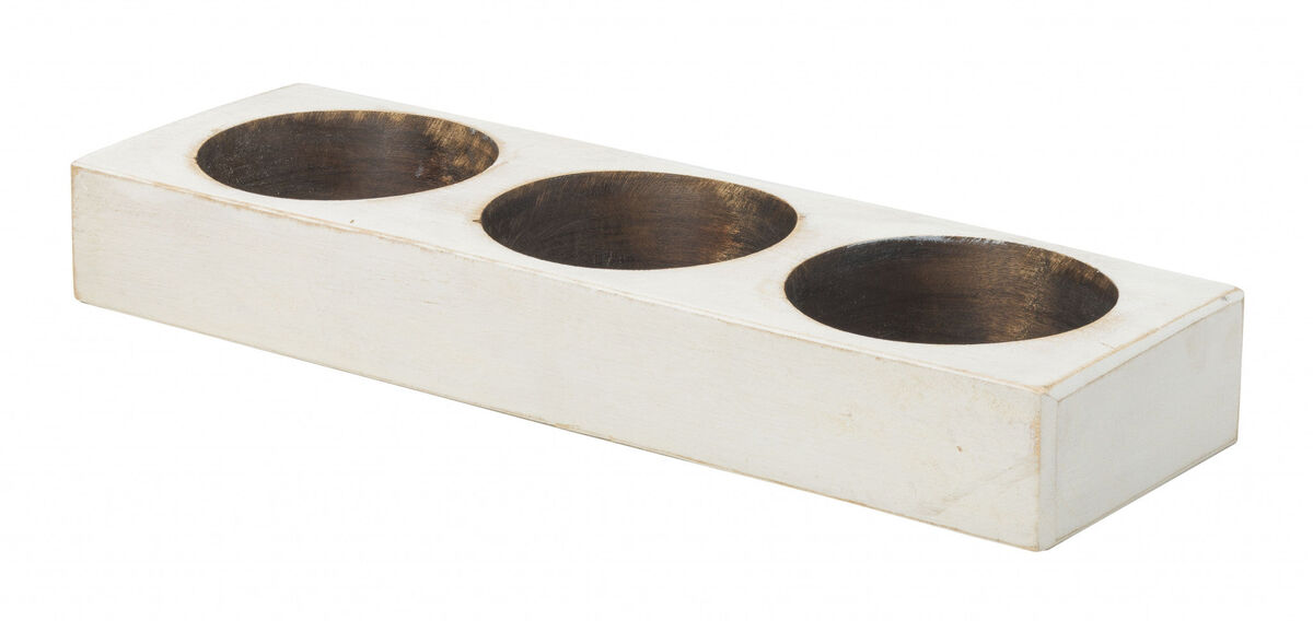 Hivvago Distressed White 3 Hole Cheese Mold Candle Holder