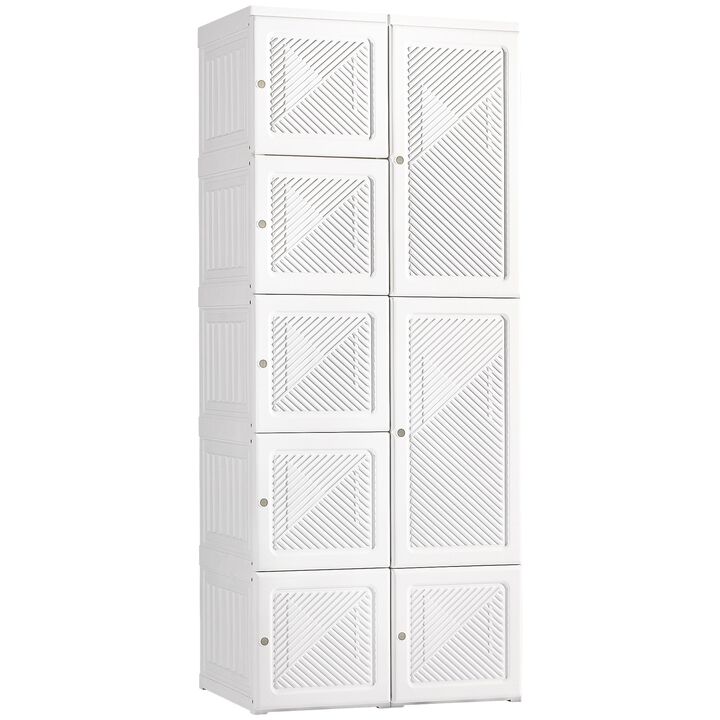 White Clothing Storage: Portable Folding Wardrobe with Magnet Doors