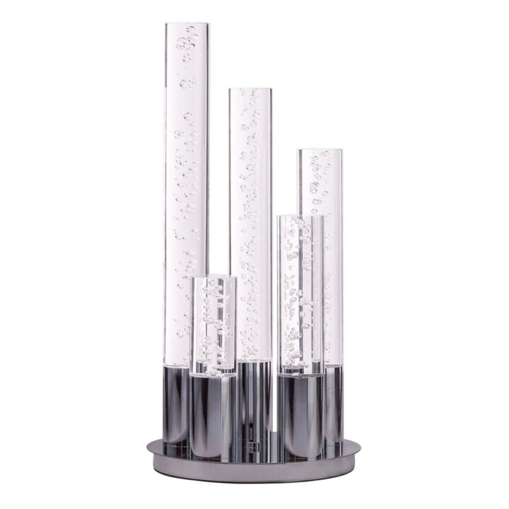 Cylinders Table Lamp Chrome Metal and Acrylic Dimmable LED Light