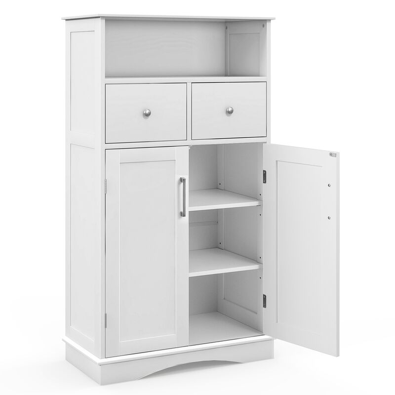 Costway Bathroom Floor Cabinet Freestanding Storage Cabinet with 2 Doors White