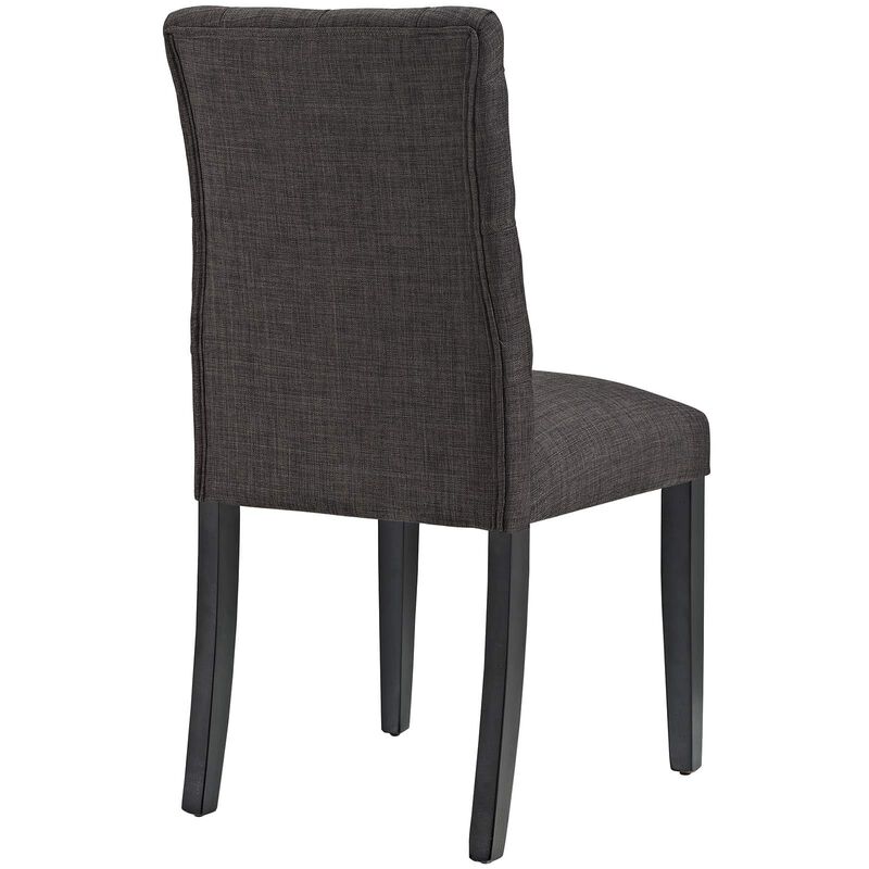Modway Duchess Modern Tufted Button Upholstered Fabric Parsons Four Dining Chairs in Brown