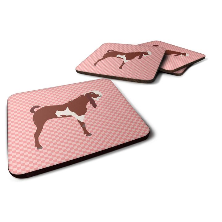 Caroline's Treasures Jamnapari Goat Pink Check Decorative coasters, 3.5, Multicolor