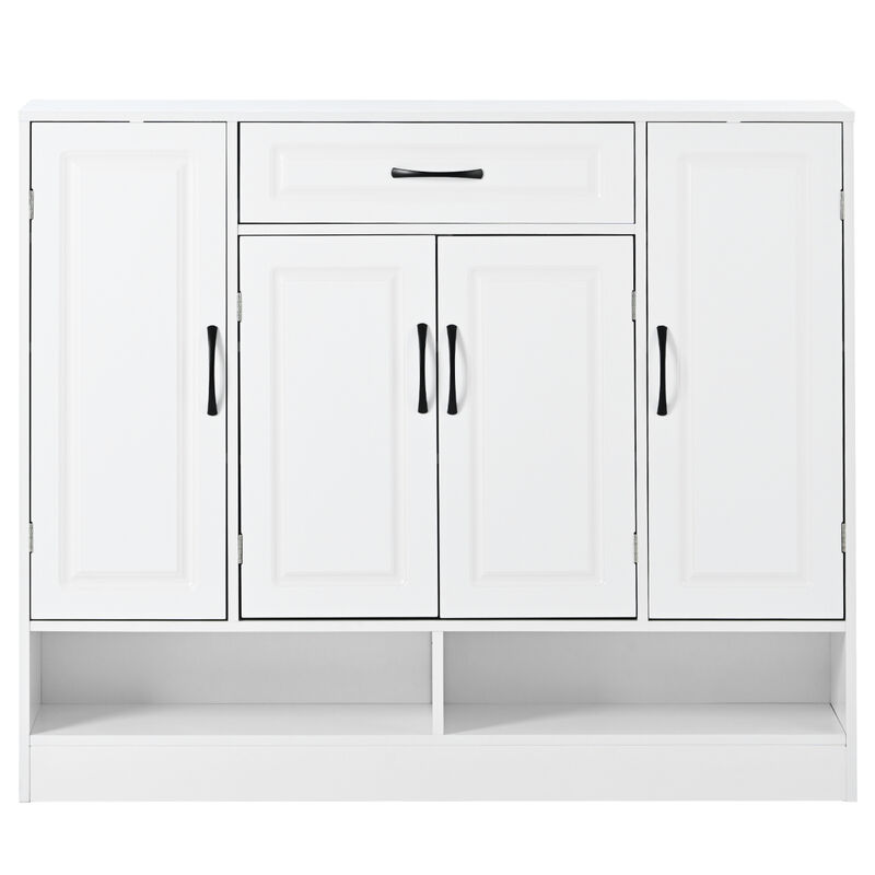 Modern White Shoe Cabinet with Adjustable Shelves