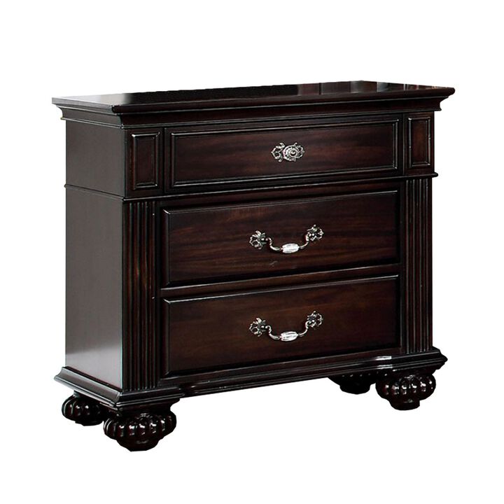 Syracuse Traditional Style Beautiful Nightstand, Dark Walnut-Benzara