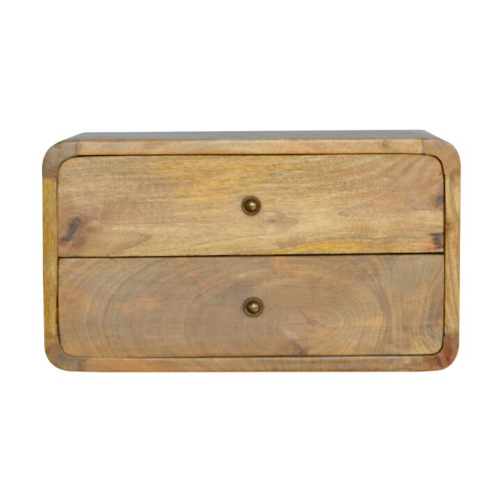 Oak-ish  Solid Wood 2 Drawer Floating NightStand