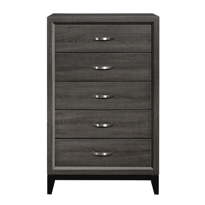 Gray Contemporary Chest of Drawers with Polished Chrome Pulls