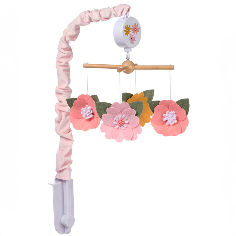 Lambs & Ivy Little Garden Felt Flowers Musical Baby Crib Mobile Soother Toy