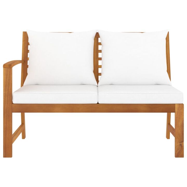 vidaXL Garden Bench 45.1" with Cream Cushion Solid Acacia Wood