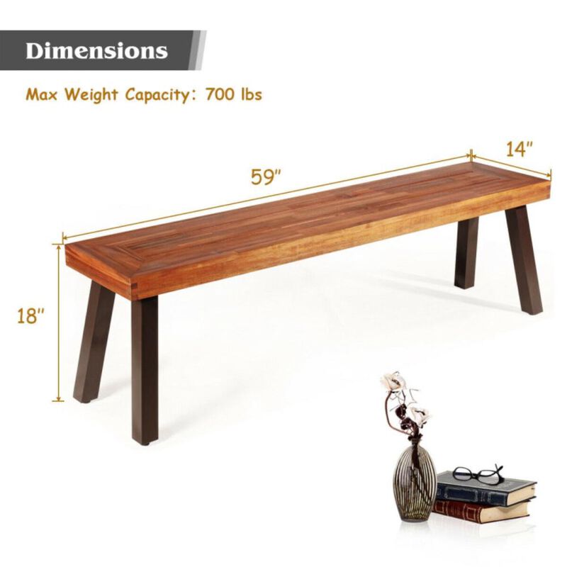 Hivvago Set of 2 Patio Acacia Wood Dining Benches