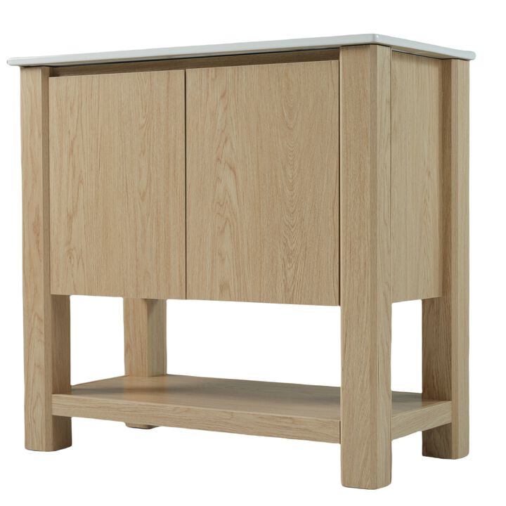 Merax Modern Bathroom Vanity with Rectangle Ceramic Sink