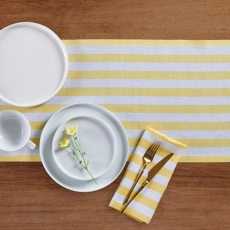 Solino Home 100% Pure Linen Table Runner 14 x 48 Inch | Sorrento Stripe