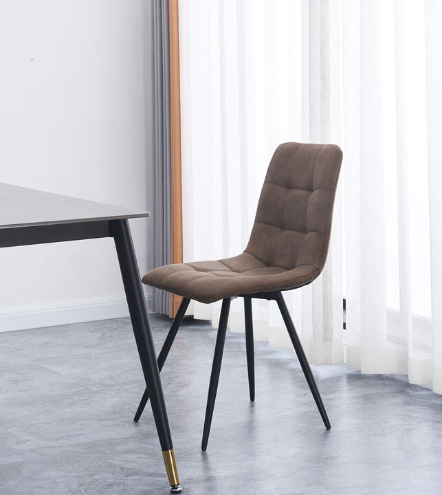 Set of 2 Scandinavian Dining Chairs with Metal Button Tufting