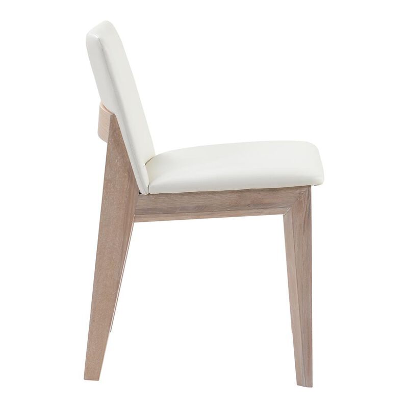 Moe's Home Collection Deco Oak Dining Chair White Pvc-Set Of Two