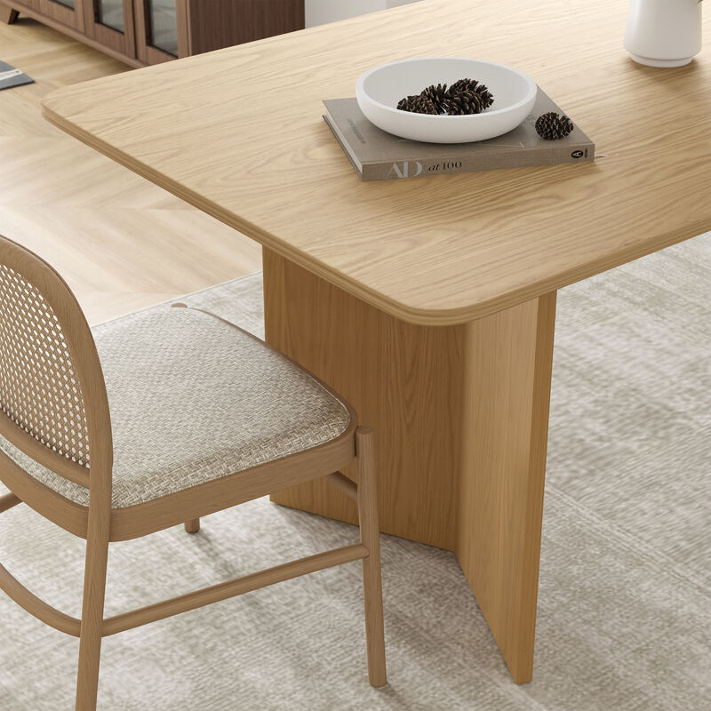 Brix 79V-Shaped Leg Square Wooden Dining Table in Walnut Color