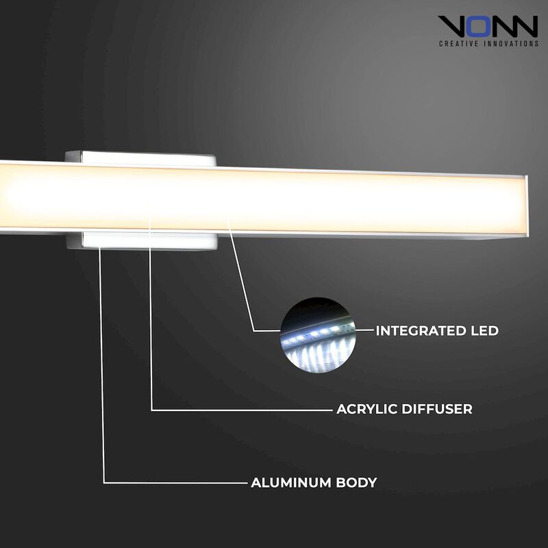 VONN Lighting Integrated AC LED ADA Compliant Bathroom Wall Lighting Fixture in Chrome
