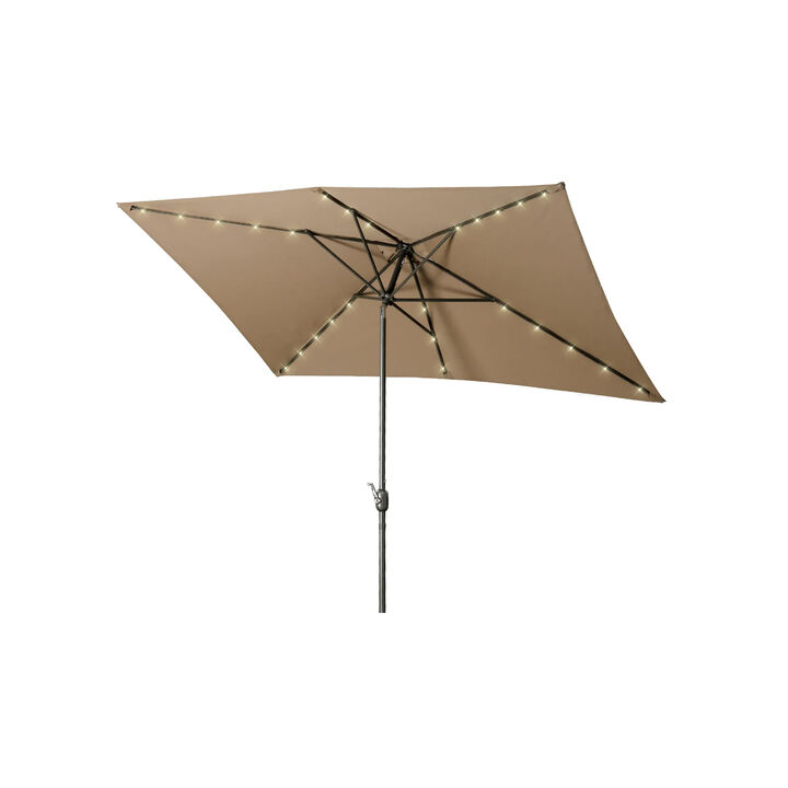 MONDAWE 10ft Rectangular Solar LED Market Patio Umbrella MONDAWE 10ft Rectangular Solar LED Market Patio Umbrella