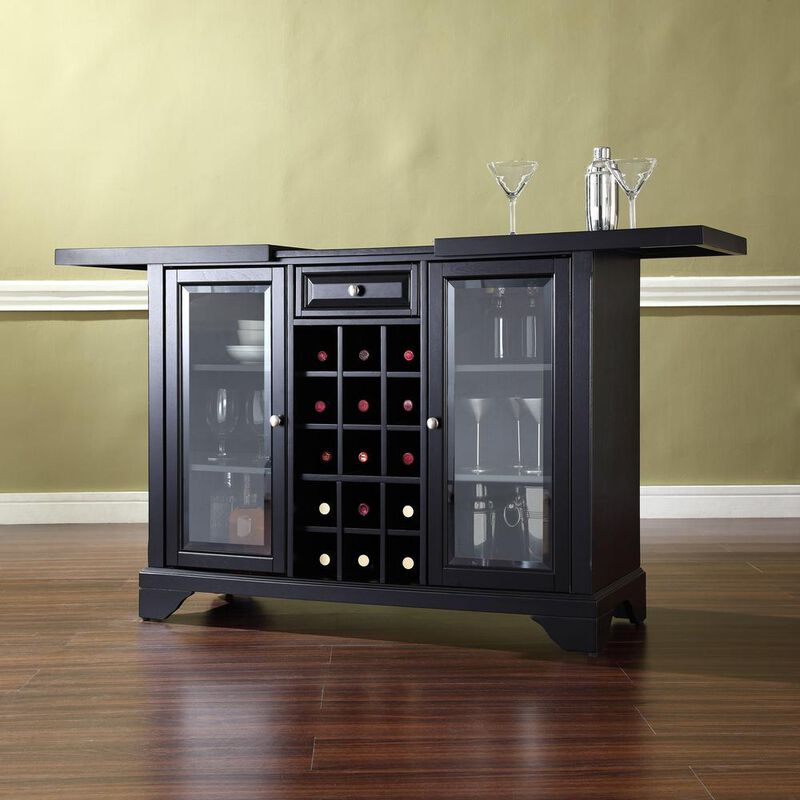 Crosley Furniture Lafayette Sliding Top Bar Cabinet Black