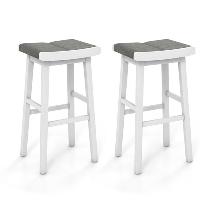 Hivvago 2 Pieces 26/31.5 Inch Upholstered Saddle Barstools with Padded Cushions