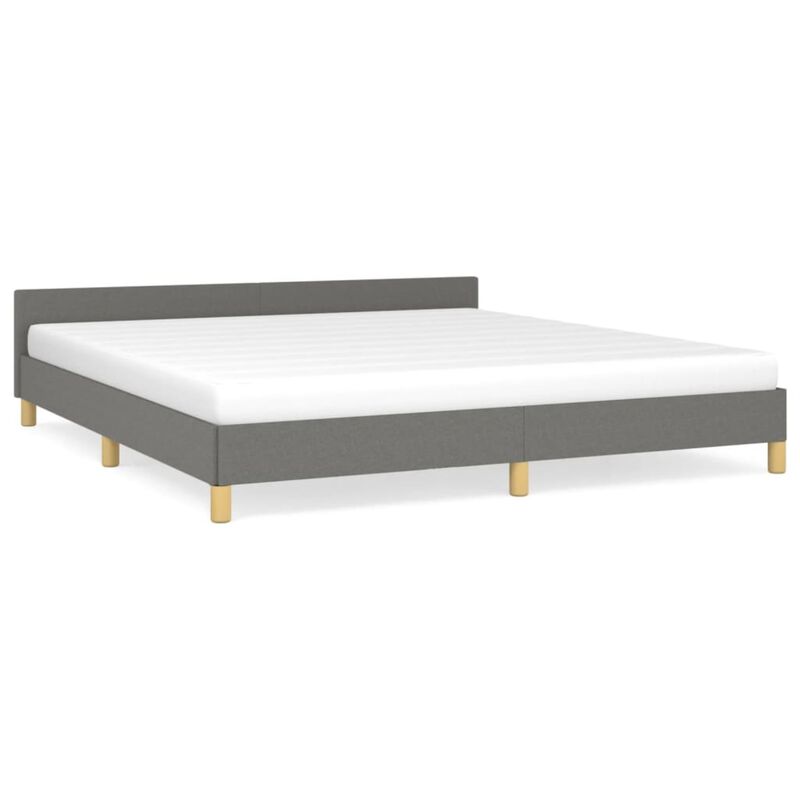 vidaXL Dark Gray King Size Bed Frame with Supportive Legs and Headboard - Durable Polyester Fabric, Plywood Slats for Weight Distribution, Easy Assembly