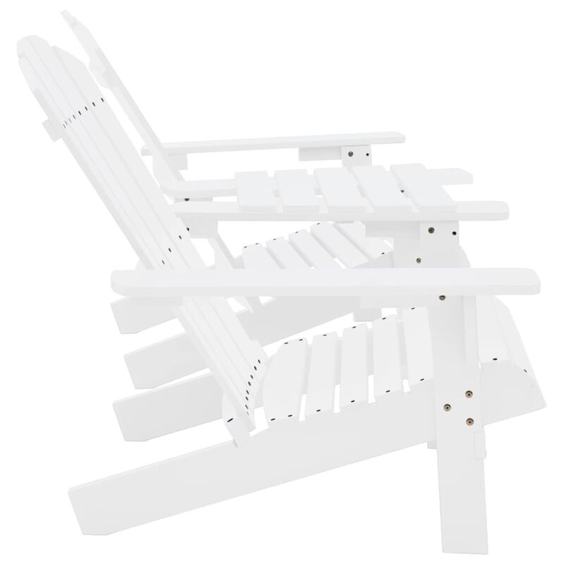 vidaXL White Solid Fir Wood Adirondack Chair with Tea Table: Garden Patio Furniture with Ergonomic Design, Weather Resistant, Easy to Assemble