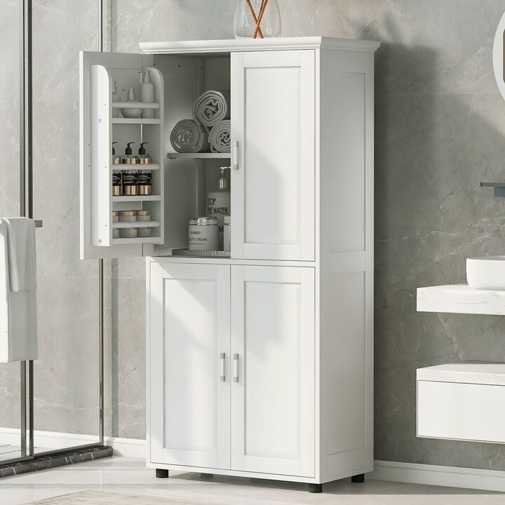 Merax  Modern Bathroom Floor Storage Cabinet with 4 Doors