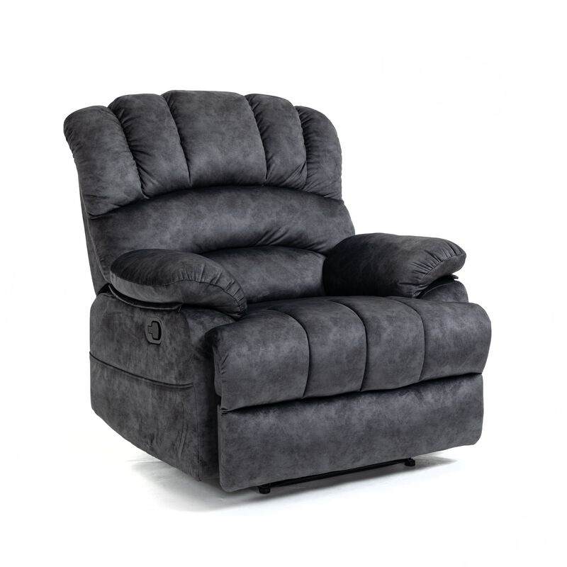 Mondawe Large Manual Recliner Chair in Fabric with Pillow Top Arms and Cushion Back for Living Room, Gray