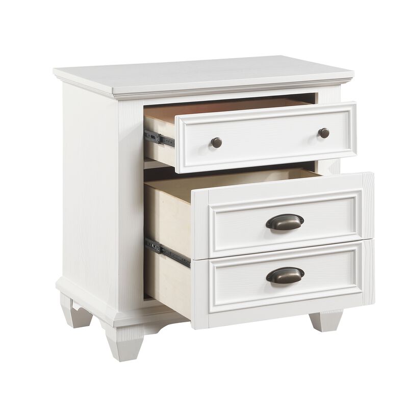Streamdale White Traditional Nightstand with 2 Drawers
