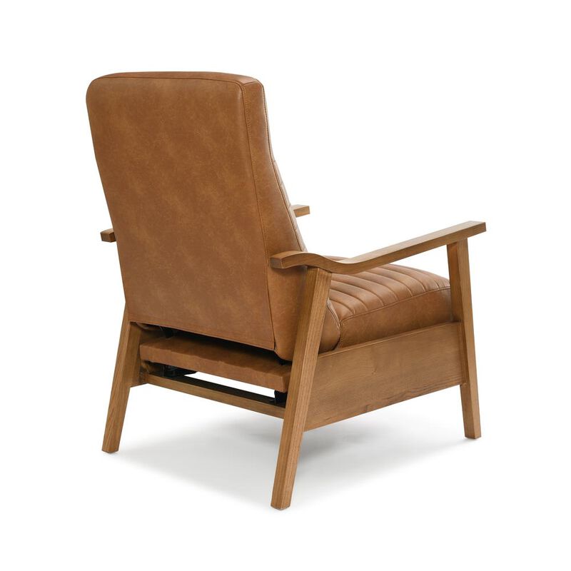 Comfort Pointe Arthur Wood Arm Push Back Recliner - Burnished Brown