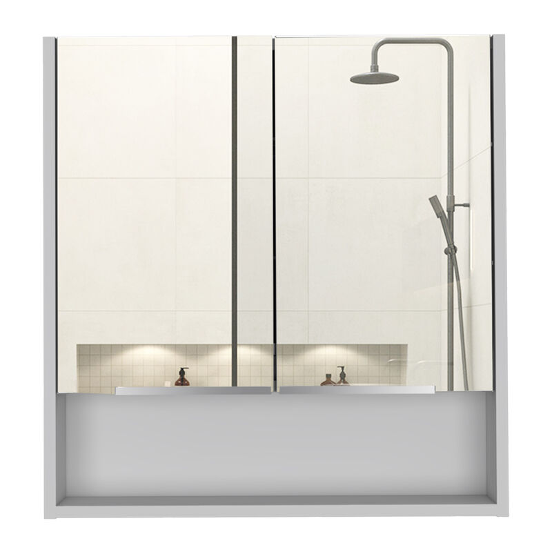 DEPOT E-SHOP Tatacoa Mirror Medicine Cabinet, One Open Shelf, Three Interior Shelves, Black