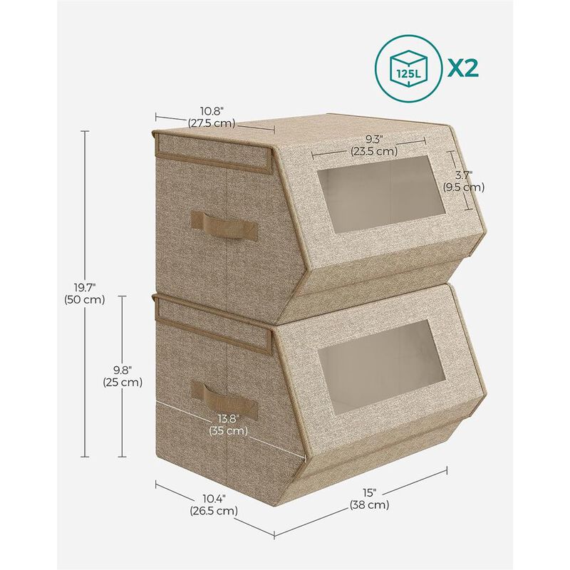 Stackable Storage Boxes – Set of 2 Convenient Organizers for Any Space
