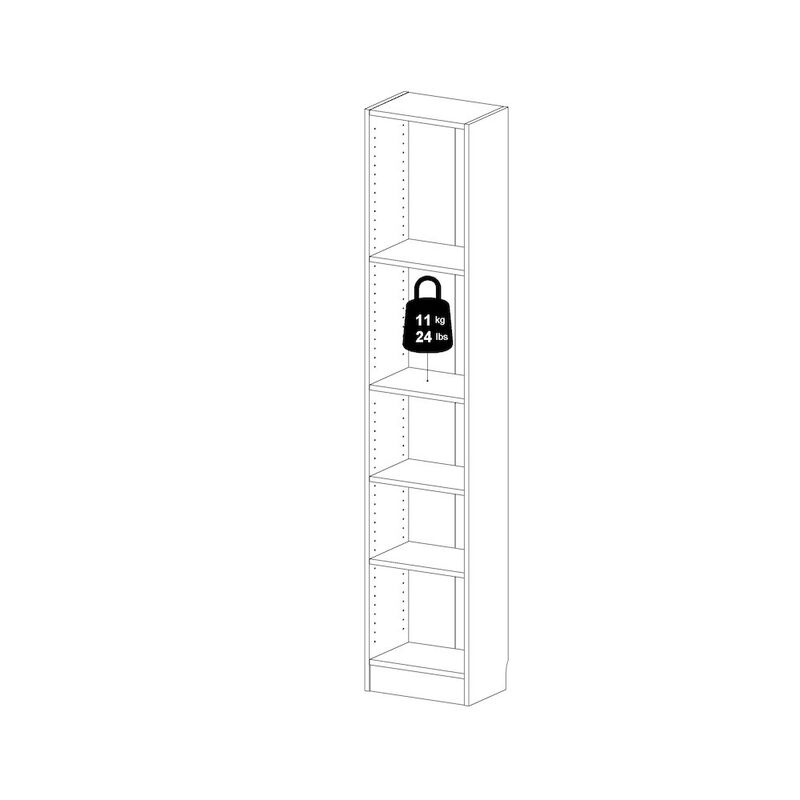 Tvilum Basic Tall Narrow 5 Shelf Bookcase - White