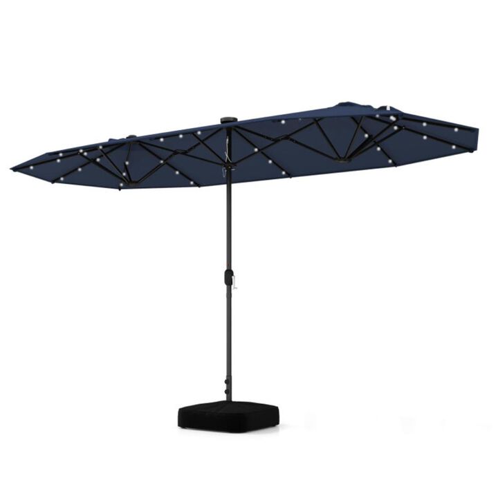 Hivvago 13FT Double-sided Patio Umbrella with Solar Lights for Garden Pool Backyard