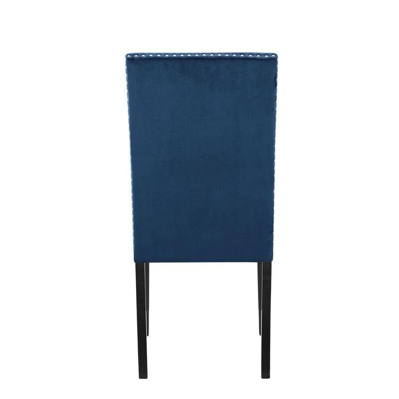 New Classic Furniture Furniture 37.75 Velvet & Wood Dining Chair in Blue (Set of 2)