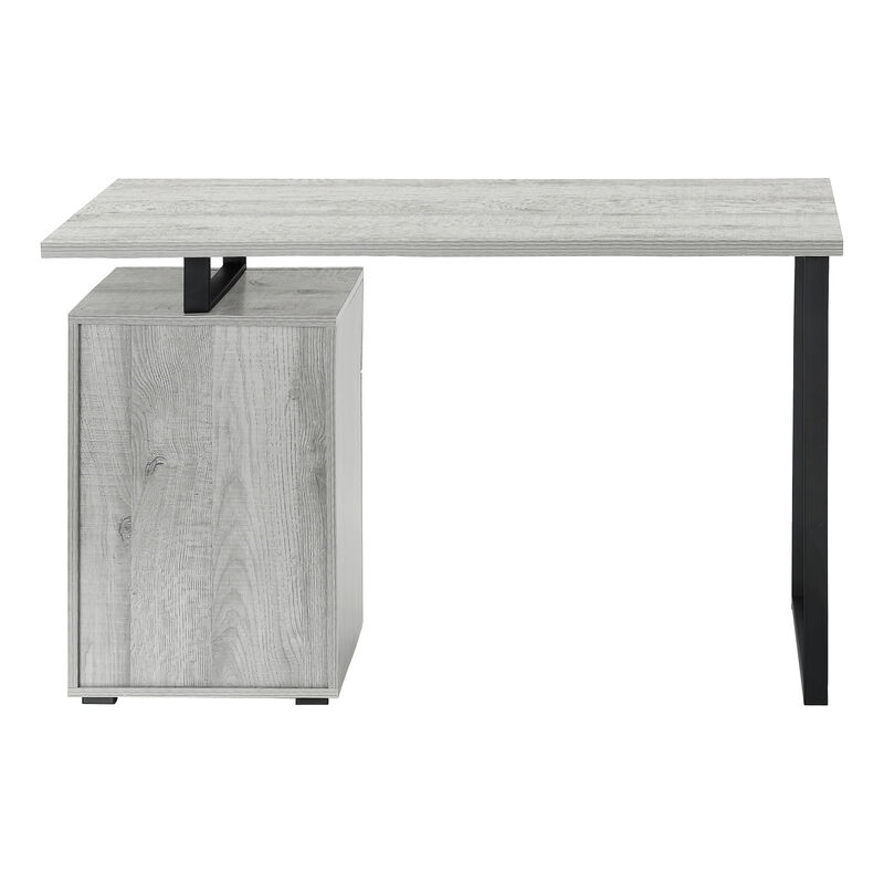 Monarch Specialties I 7763 Computer Desk, Home Office, Laptop, Left, Right Set-up, Storage Drawers, 48"L, Work, Metal, Laminate, Grey, Black, Contemporary, Modern